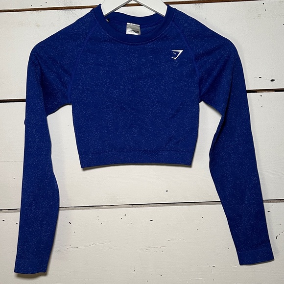 Gymshark Tops - Gymshark Adapt Fleck Seamless Blue Long Sleeve Crop Top